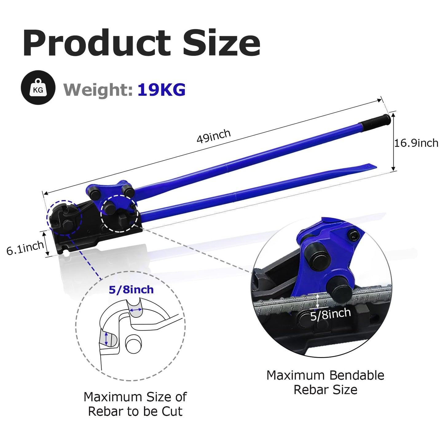 LOSCHEN Manual Rebar Cutter and Bender,for Construction Site and Home-use,Removable Rebar Shears, Rebar Bending Machine, Bending and Cutting Rebar up to 5/8 Inch (Blue)