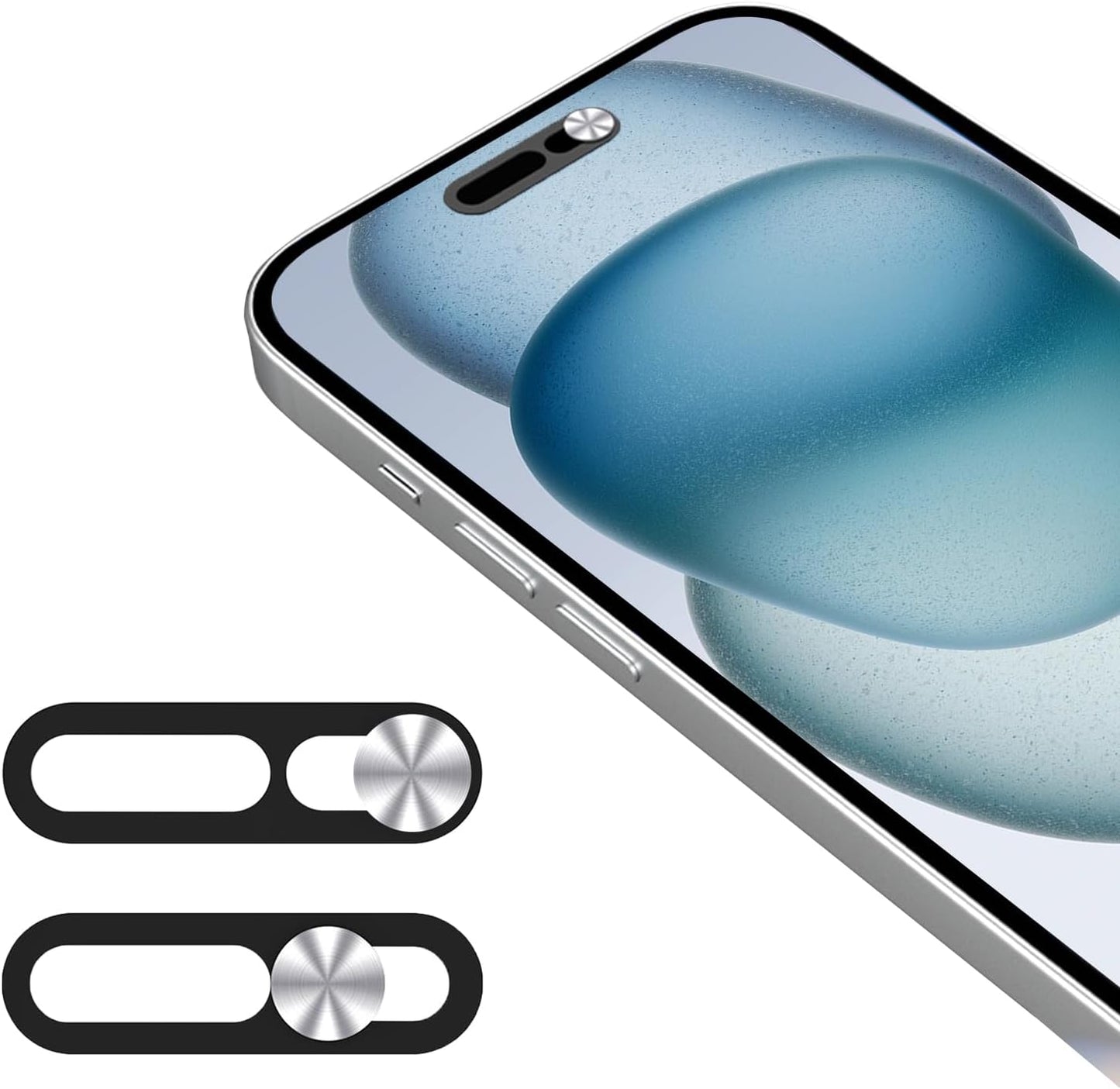 EYSOFT 15/15 Plus/15 Pro/15 Max/14 Pro/14 2 Pack-Silver Webcam Cover,Front Camera Cover Compatible for iPhone Pro Pro