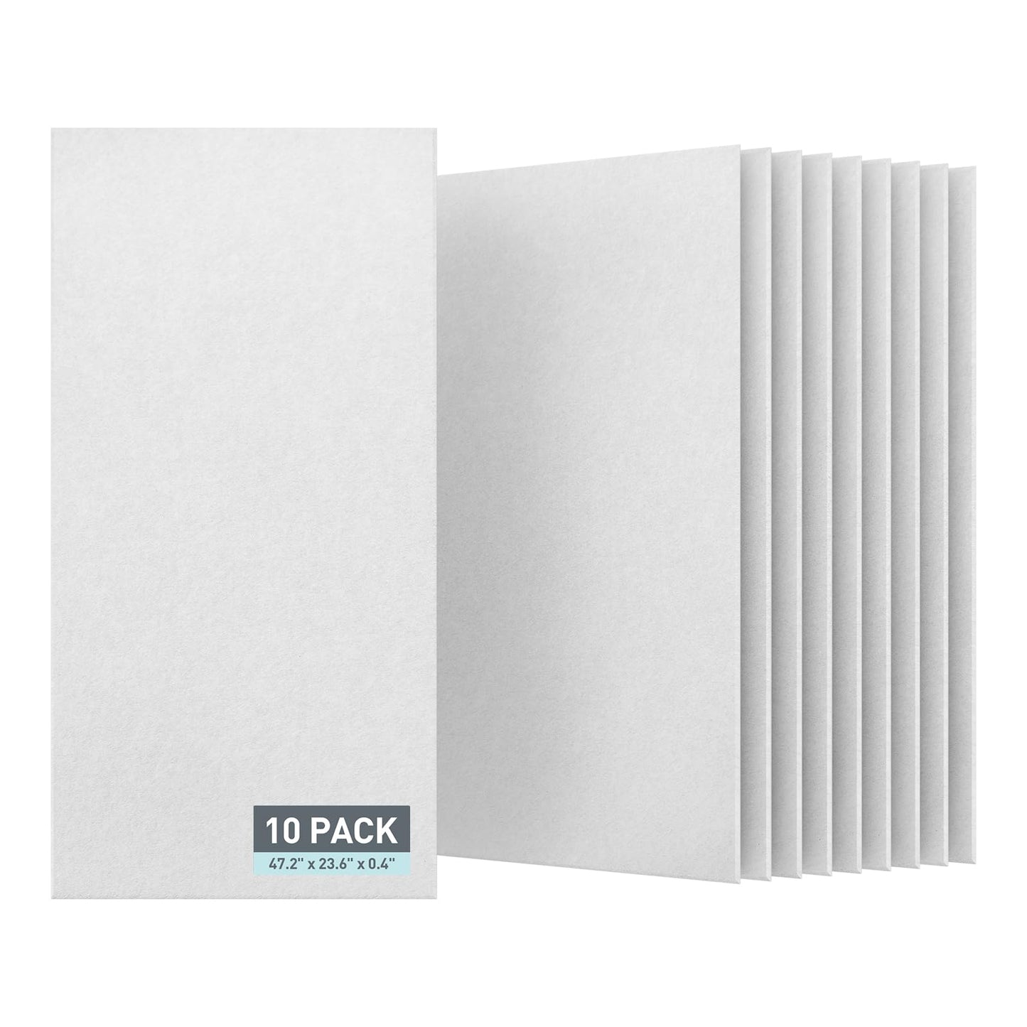 UMIACOUSTICS 10 Pcs Acoustic Panel,47.2 x 23.6 Inches Sound Proof Panel for Echos, Reverb Treatment for Home Studio, Office, White