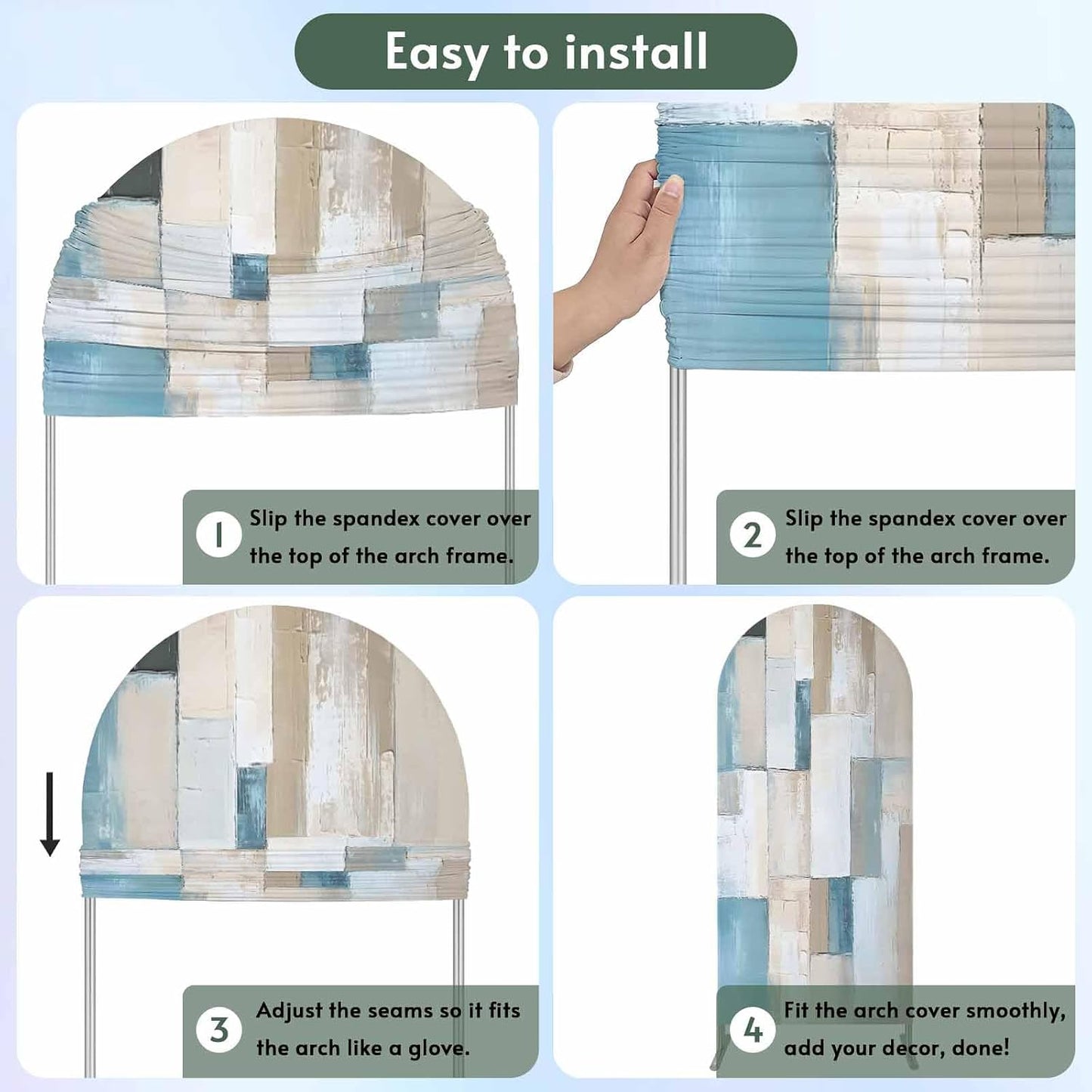 Jnbasdffb 7.2 Abstract Blue Brown Wedding Arch Cover,Stretchy Spandex Arch Backdrop Stand Covers FT,Oil Painting Simple