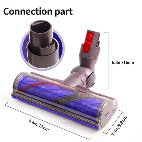 Laymi Upgraded Anti-Tangle Vacuum Head Replacement Compatible with Dyson V8 V7 V10 V11 V15 Cordless Vacuums, Quick Release Motorhead Attachment Parts for Hardwood Floor & Thin Carpets