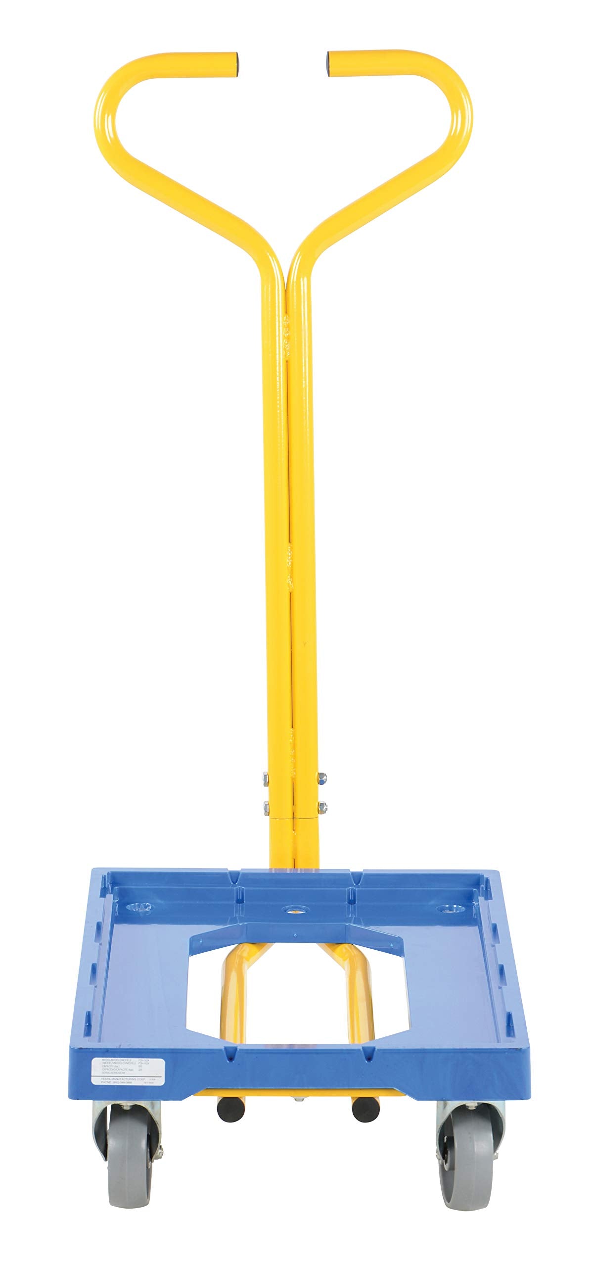 Vestil PDH-1624 Polyethylene Dolly with Handle 24-1/2 In. x 16 In. x 37-1/2 In. 500 Lb. Capacity Blue