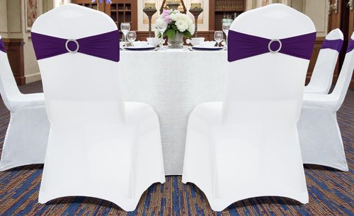 MDS Spandex Chair Sashes - Universal Fit Elastic Stretch Bands with Slider Bow - 250 Pack, Purple
