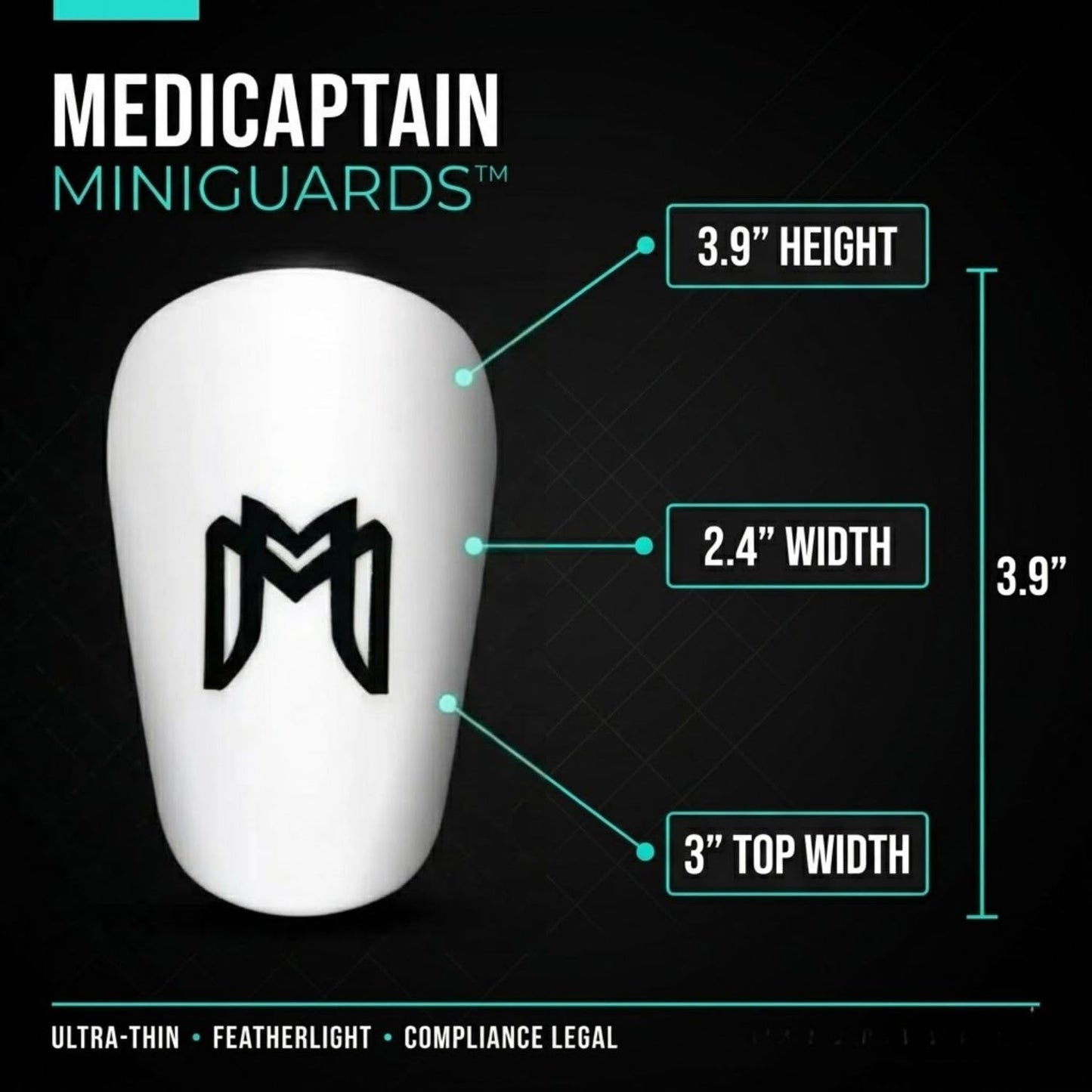 MediCaptain MiniGuards - Mini Shin Guards for Soccer Players - Tiny Shin Pads for Men, Women, Teens - Miniature Shin Guards 3.9 x 2.4 inch - Perfect for High Level Soccer Athletes (White)