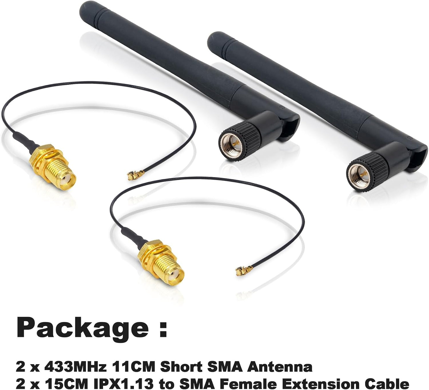 Kaunosta 433 MHF1 4-Pack, 2433MHz 3dBi 215cm MHF1 CCU3 CCU2 CC1101, MHz SMA Male Antenna Kit Radio Antenna Short