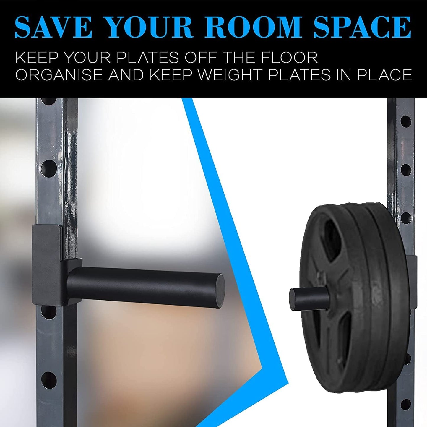 Balelinko Multi Grip Set of 2, Barbell Rack Holders Dip Grip Handles, Dip Bar Attachments for 2" x 2" Tube Power Cage, Bonus a Pair of 2" Spring Clip Collars Rings, Black