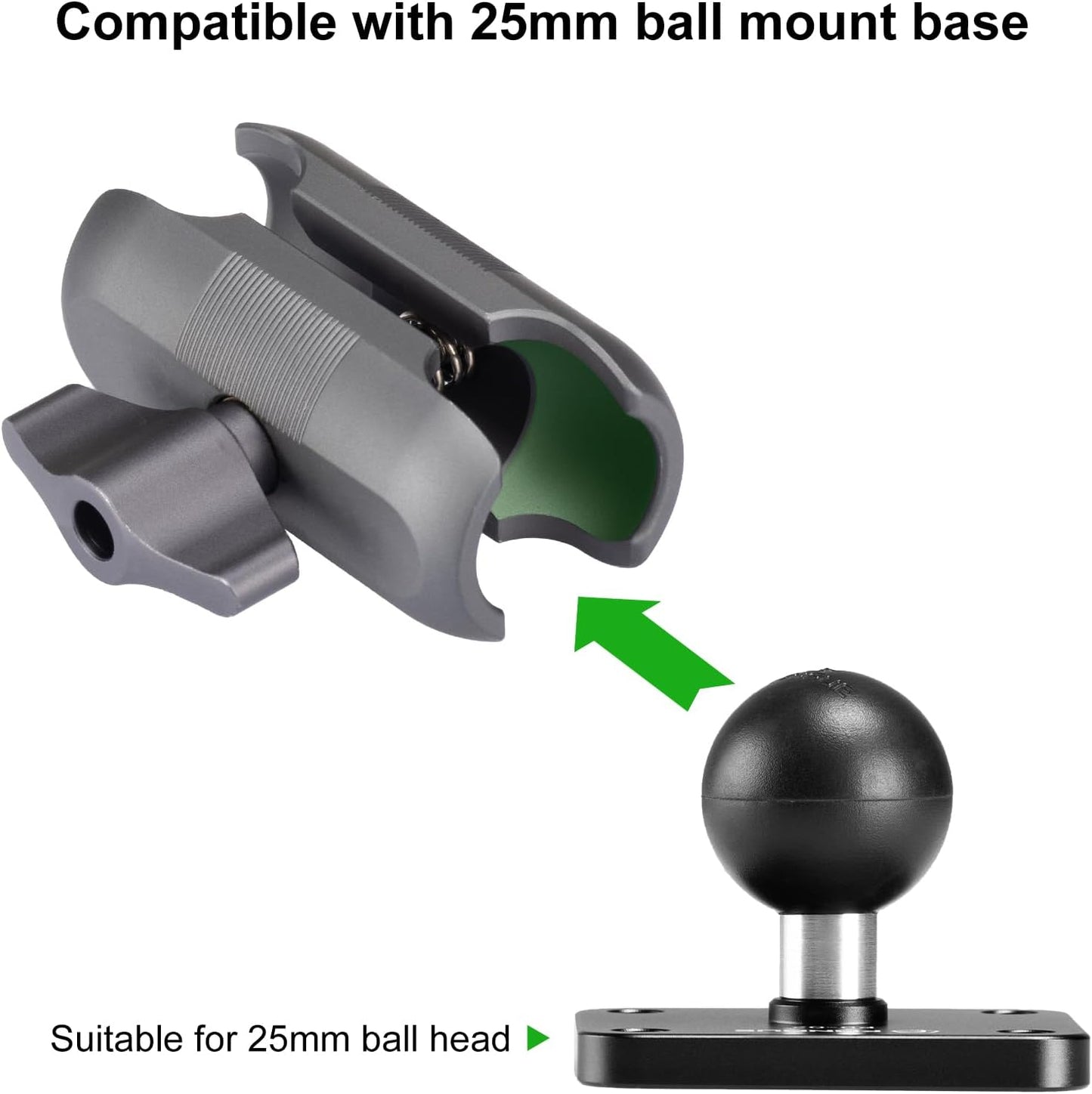 FANAUE Aluminum1'' 4-Hole 1" Ball Mount Base with AMPS Square Plate and Ball Adapter Compatible B Size Double Socket