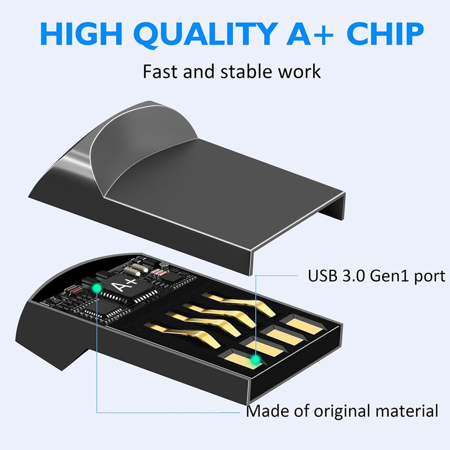 EASTBULL 16GB 2.0 5 Pack FAT32 16 5 1 USB Small Flash Drives with A USB-C Adapter, Mini USB Drives Small Thumb Drive GB