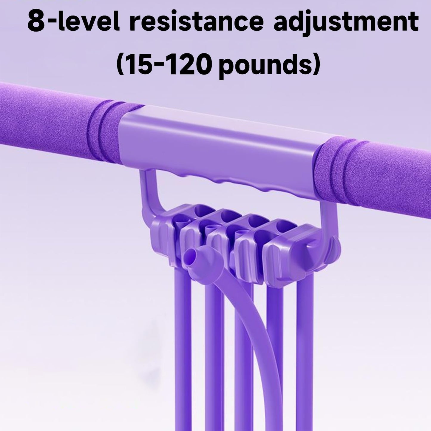 3 in 1 Adjustable Pedal Resistance Band, 8-Tube Multifunction Tension Rope, Natural Latex sit-up Trainer Resistance Band Suitable for Fat Loss and Full-Body Shaping Workout (8-Tube Purple)