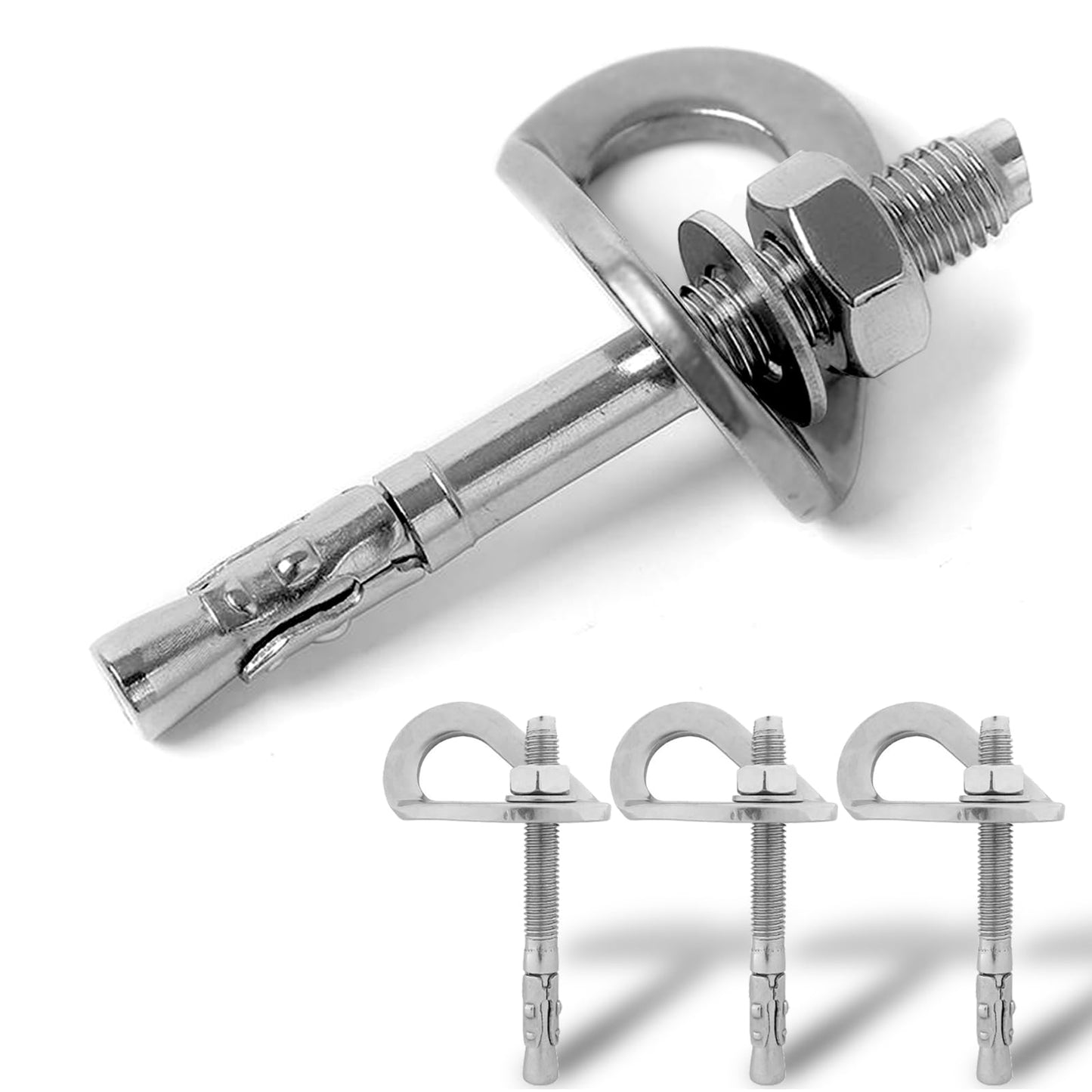 YERGOFE Climbing Holds Anchor Set - 3PCS - 10MM Bolt/25KN - Stainless Steel Bolt Hanger and Bolt Heavy Duty Climbing Holds Weight 2500KG for Indoor Outdoor Climb Train, High Worker, Mountaineering