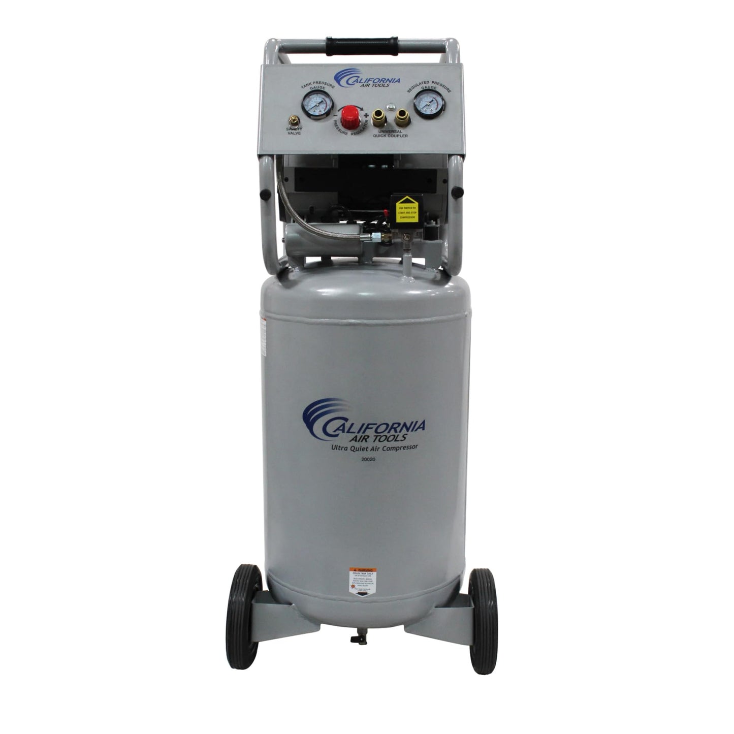 California Air Tools 20020 2.0 HP Ultra Quiet and Oil-Free Air Compressor with Wheels, 20 Gallon Tank Capacity, 70 dB Noise Level, Electric, Portable