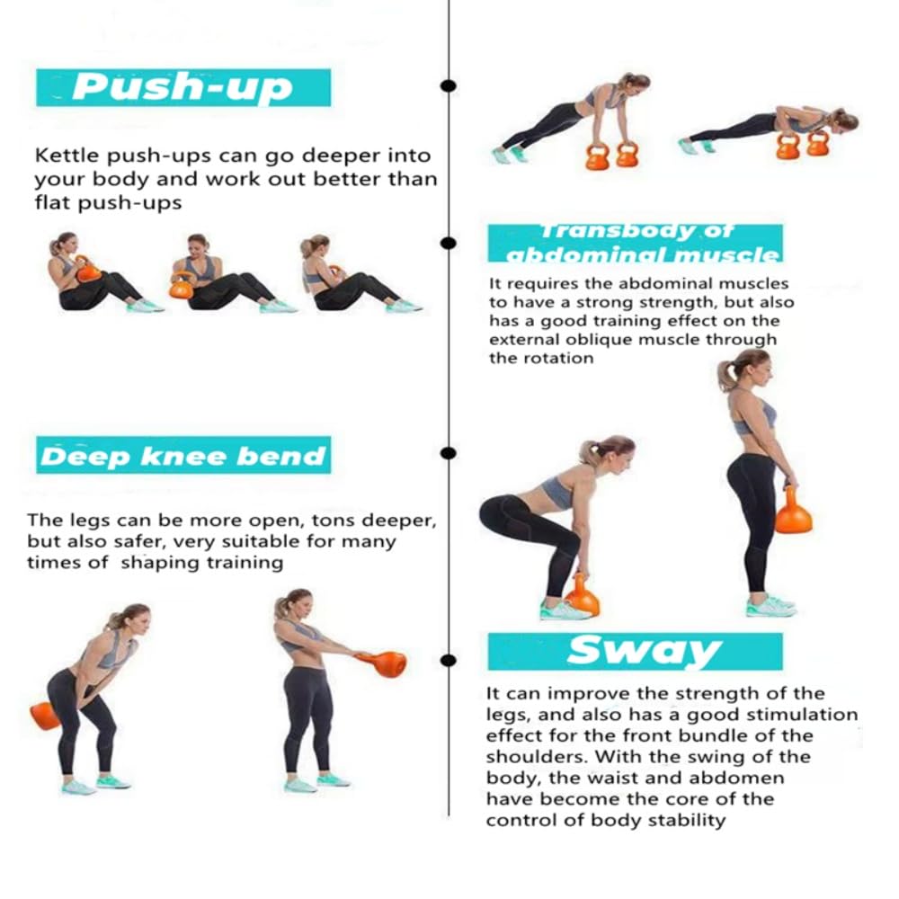 CxySpcoy Kettlebell Grip Professional Grade 10lb 4.5kg for Women and Men Push up Bodybuilding Weightlifting Fitness Exercise Repetition Full Body Workout Home Gym Strength Competition Training Anti-slip Handle
