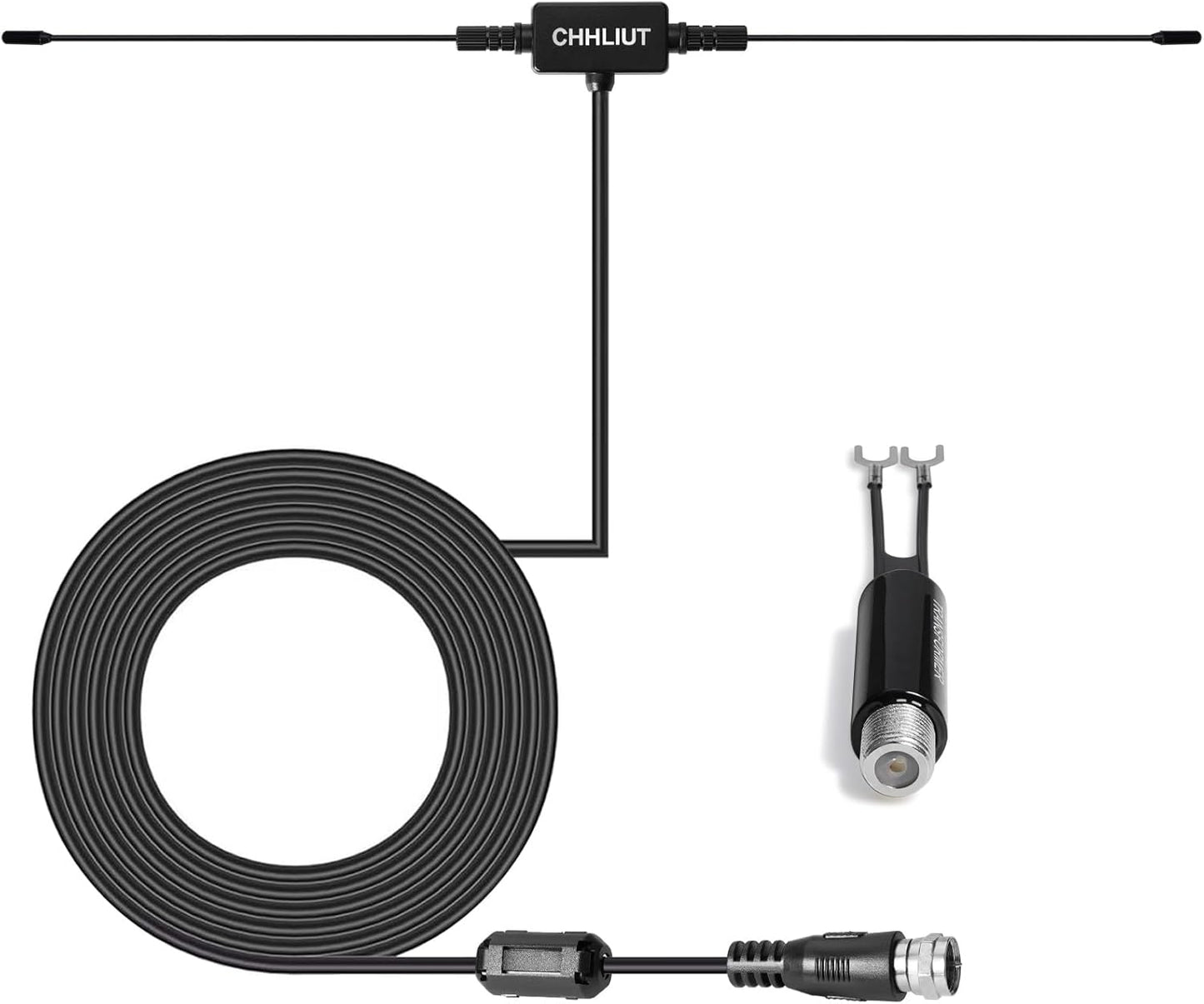 CHHLIUT 75 16ft, Universal FM Radio Dipole Antenna, Ohm, Screw F Male Plug for Home AV Audio Stereo Receiver Indoor