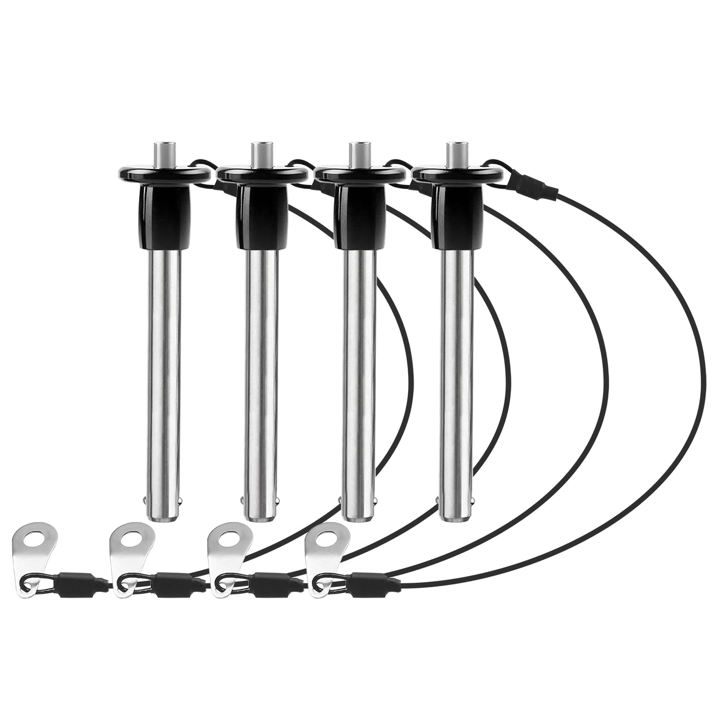 VXCICC 4 Pack 304 Stainless Steel Quick Release Pin 5/16 Inch Diameter Ball Locking Pin with Push Button Round Handle Lanyard Usable Length 2" (8mm x 51mm)