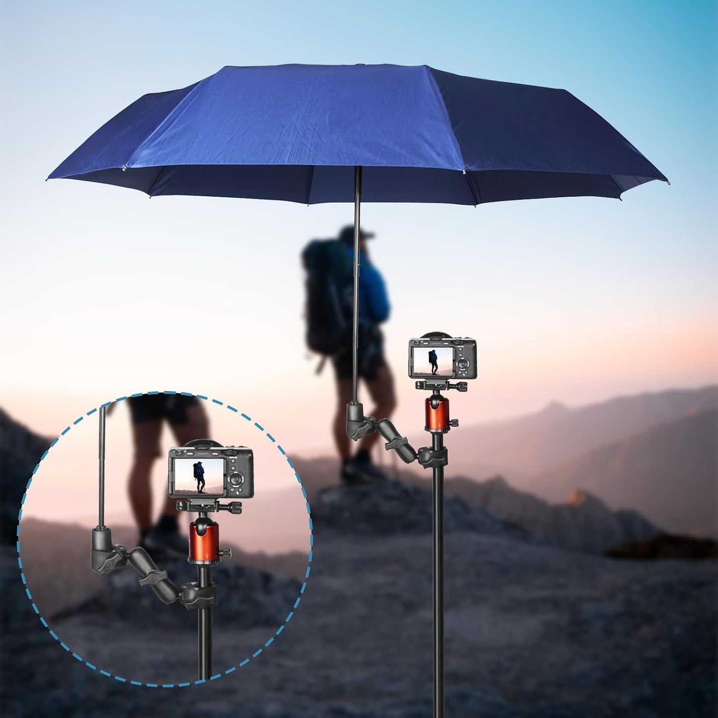 Sequpr Camera Clamp Mount for Gopro, Super Clamp Adapter Double Head Multifunction Holder for Motorcycle, Photography
