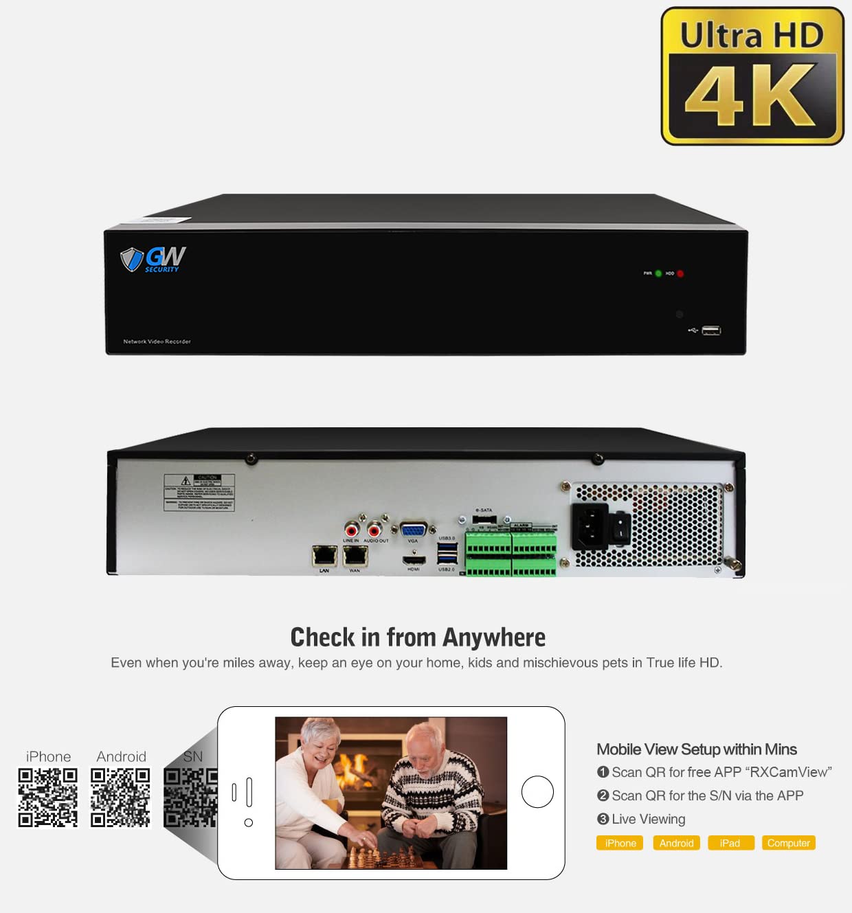 GW 4K Outdoor/Indoor Face Recognition/Human/Vehicle Detection Security Camera System, 64 Channel 12MP PoE NVR, 32 x 4K 8mp UltraHD Smart AI IP Microphone Bullet Camera, 24-7 Video & Audio Recording