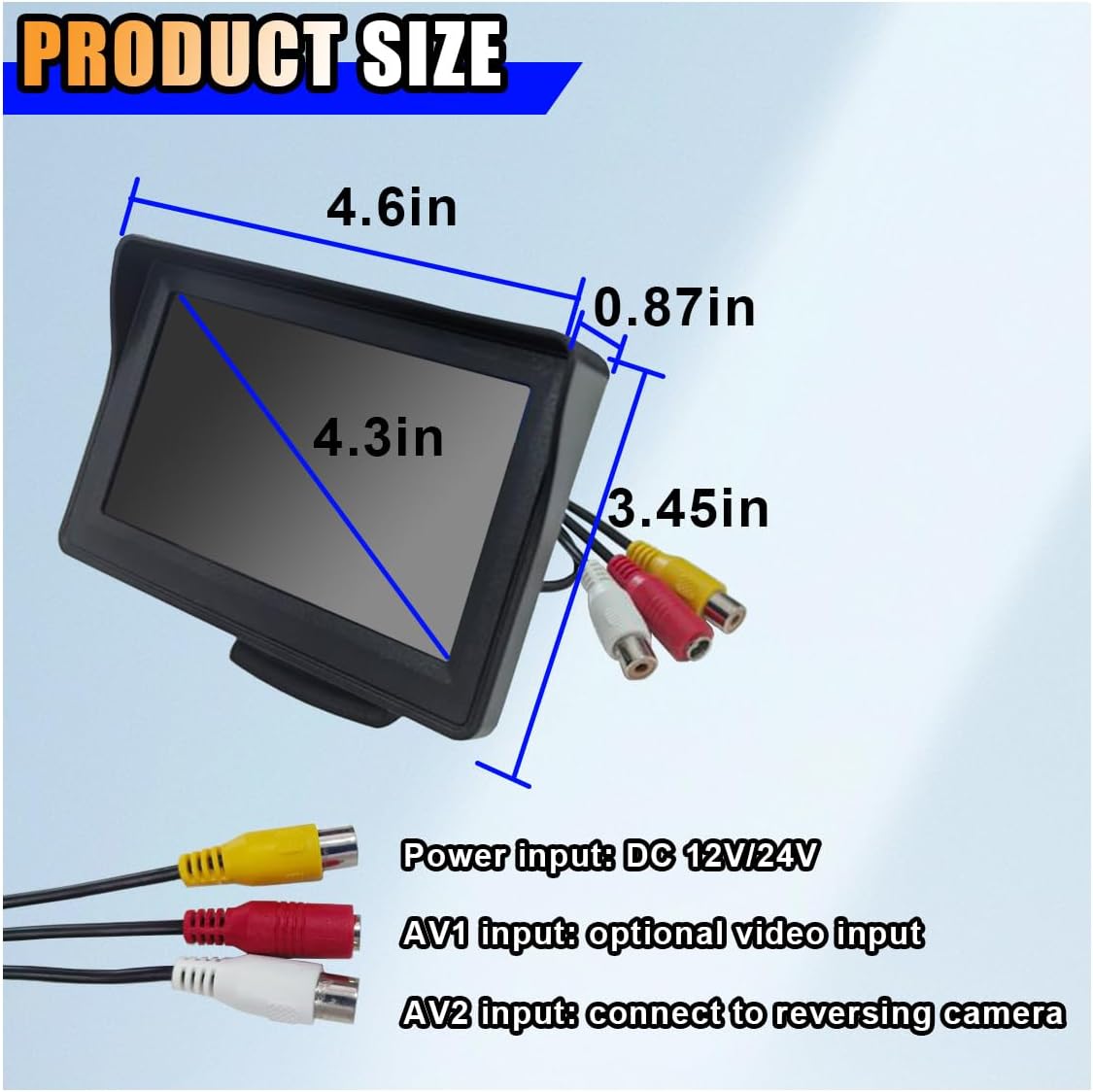 LAINLOY 4.3 Inch TFT LCD Car Color Parking Aid System Monitor Display, Vehicle Rear View Reverse Monitor Screen