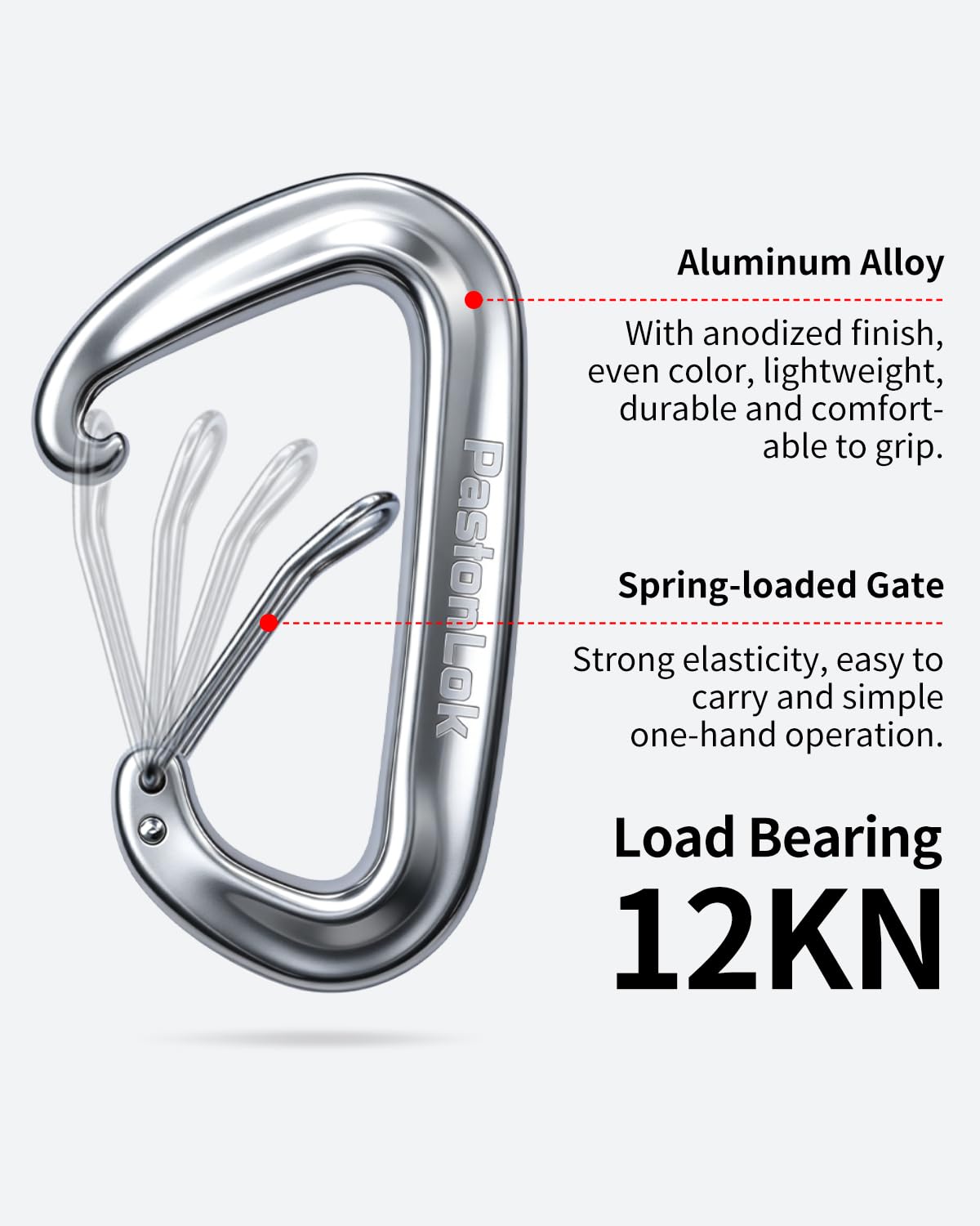 PasionLok Carabiner Clips Heavy Duty 12KN, 4 Pack Aluminum Carabiner Keychain, Small D Ring Hook for Hammock Camping Essentials, Backpack Key Ring Clip, Dog Leash, Multi Color