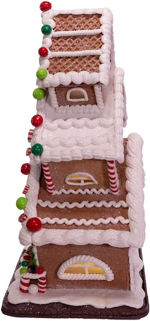 Kurt S. Adler 13-Inch LED Gingerbread Cookie House - 3-Layered Holiday Decor (GBJ0016)