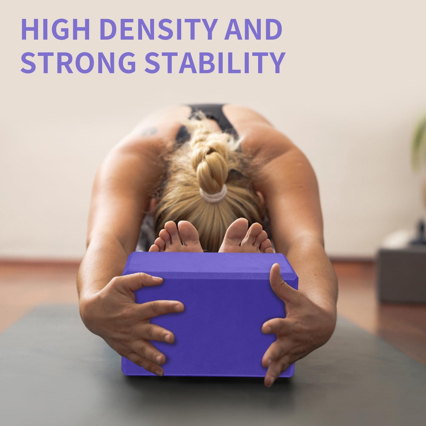 Yoga Block, Large Yoga Block 9x6x4 Inches, Sturdy Yoga Foam Blocks, High Density & Non Slip Surface for Yoga, Pilates & Stretching, Fitness Accessories for Stability & Balance (Violet)