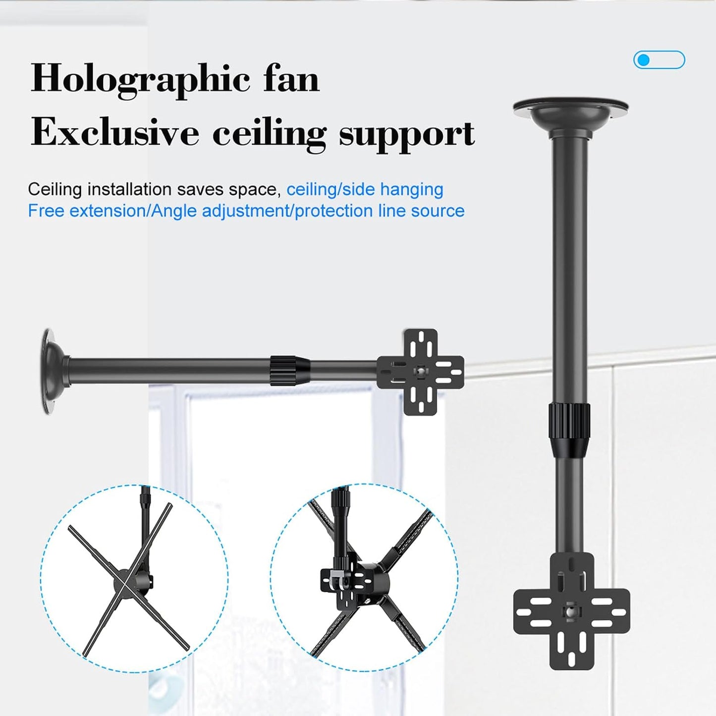 TIKATARER 3D 15. 5 24 Inches Holographic Projection Bracket, Advertising Hologram Fan Hologram Fan Desktop Stand