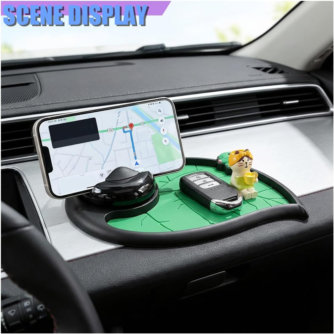 Craedli 360 Car Dashboard Anti-Slip Mat, Multifunctional Rotating Phone Holder with Temporary Parking Number, Universal