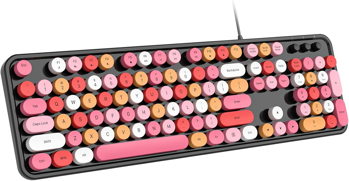 Dilter 104 7 8 10, Wired Keyboard, Keys Full-Sized Typewriter Keyboards, USB Plug and Play Office Keyboard with Number