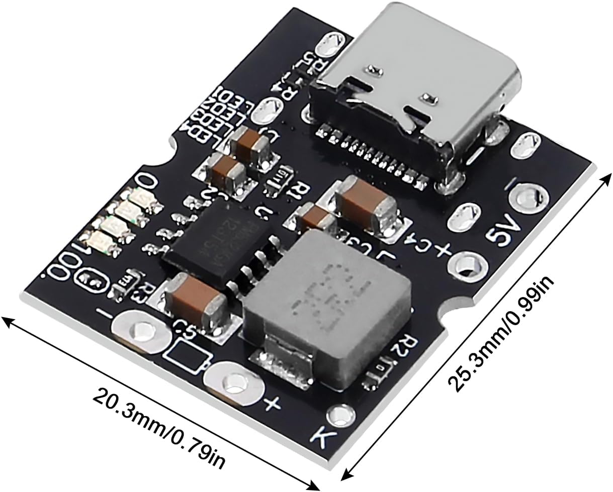 JUZITAO 12PCS 5V 2A Type-C USB Step-Up Power Module Boost Converter Lithium Battery Charging Protection Board with LED