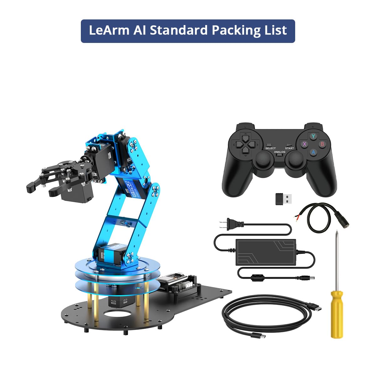 Robotic Arm for Arduino AI Vision & Voice Interaction 6DOF Serial Bus Servo Smart Robot Arm, STEM Project Educational Robot & Engineering Kits, Science/Coding/Programming Set, LeArm AI Standard Kit