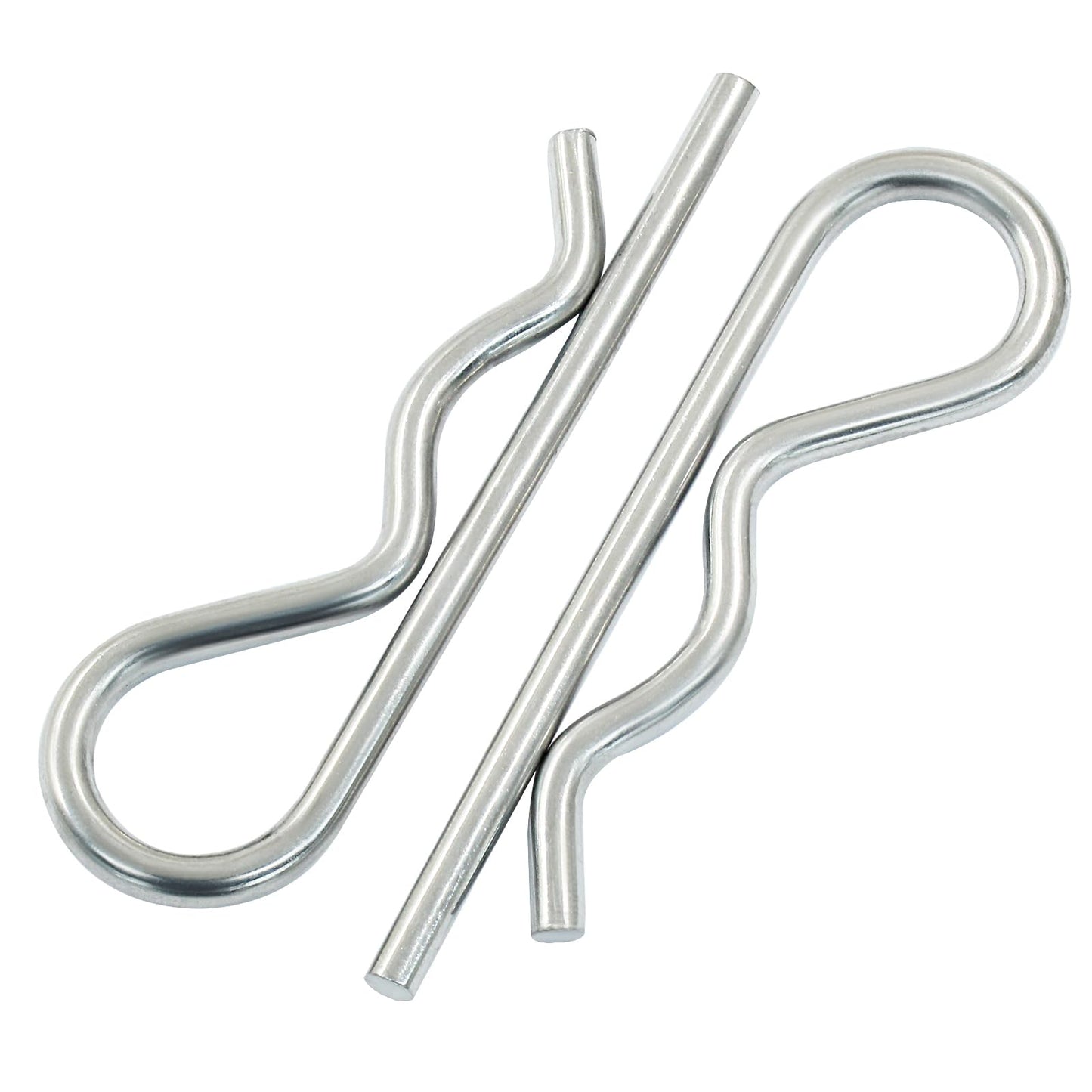 Moicstiy 2Pcs M5x100 mm R Clips, 4 Inch Stainless Steel Hitch Pins Clip, Retaining Cotter Pins Wire Hair Pins for Trailer Pin Clips Lock (Silver)