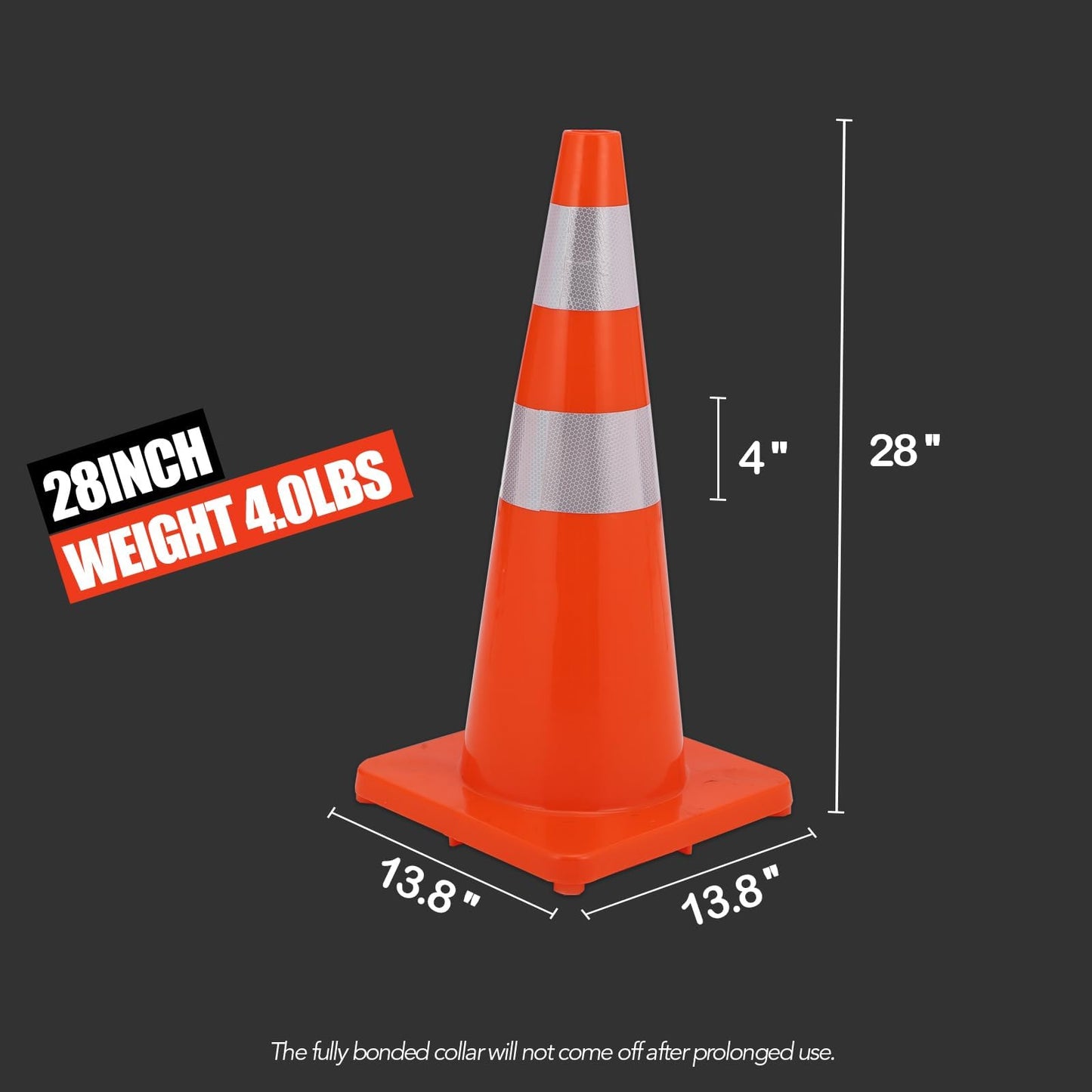 Traffic Safety Cones 28 inch 12 Pcs 28", Traffic Cones with Reflective Collars PVC Orange Construction Cones, Road Safety Parking Cones for Home Driveway Road Parking Use