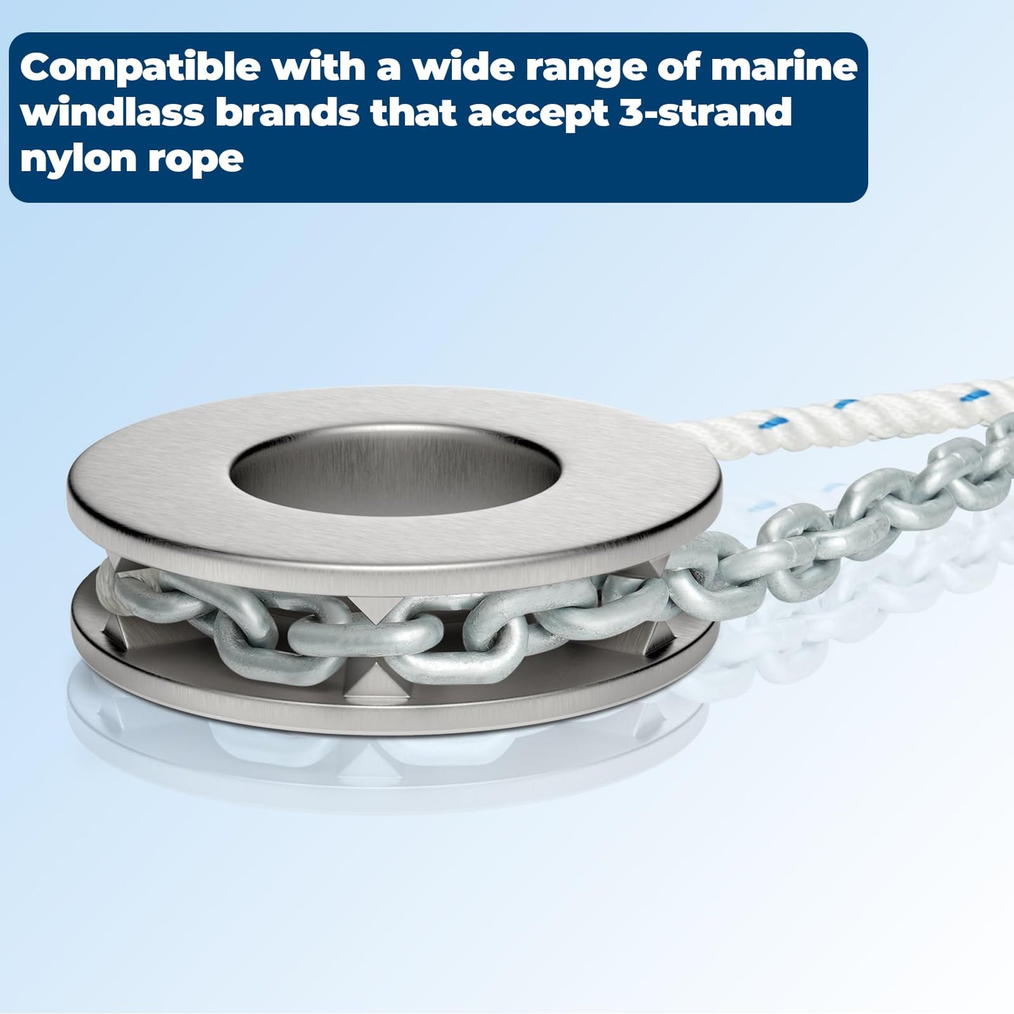 FUCNEN Windlass Anchor Rode Rope/Chain, 1/2" Anchor Line 100ft with 1/4" Hot-Dipped Galvanized G4 Chain 10ft and Swivel Connector Kit, 3-Strand Nylon Rope