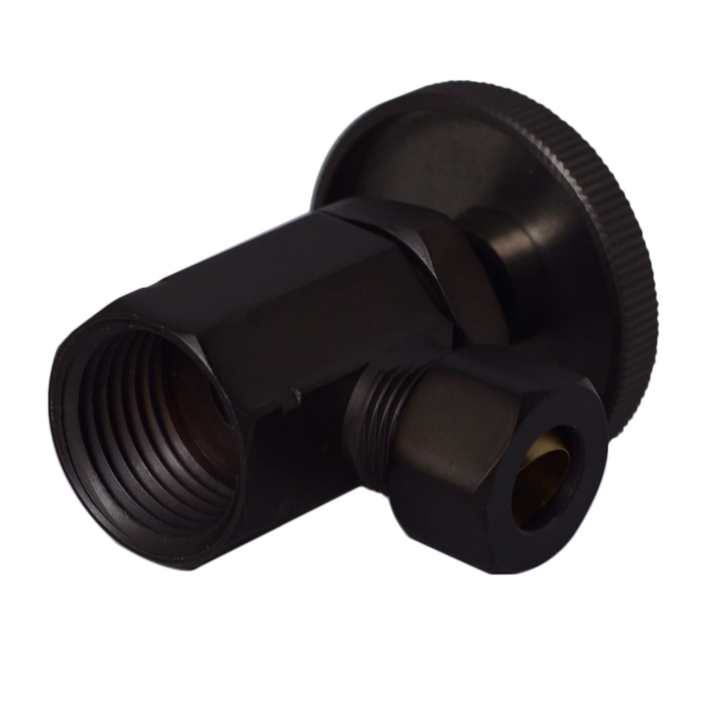Westbrass D103KFH-6-62 1/2" IPS x 3/8" OD x 20" Flat Head Riser Supply Line Kit with Round Handle Angle Supply Shut Off Valve for Toilet, Matte Black (6-Pack)