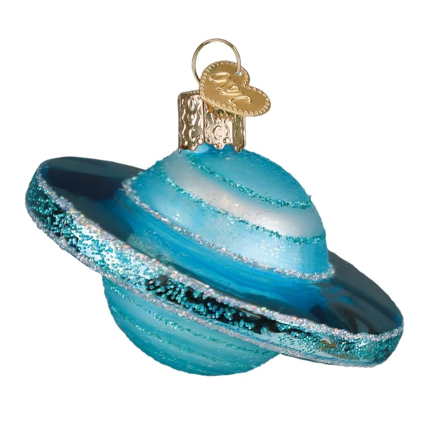 Old World Christmas Planet Uranus Glass Blown Ornament for Christmas Tree, Handcrafted Holiday Decoration, Outer Space Collection