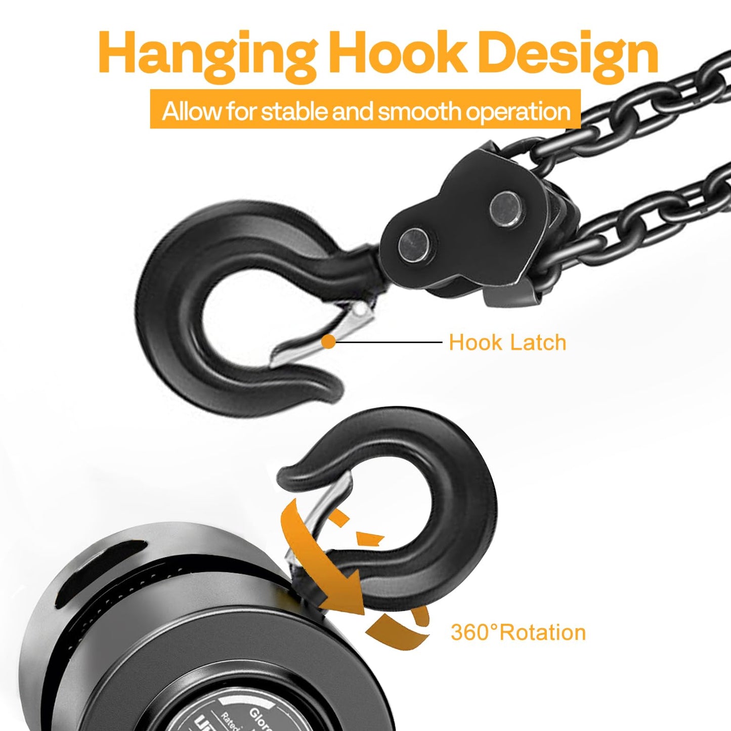 Hand Chain Hoist 3 Ton 6600 Lbs Capacity 10 Feet with 2 Heavy Duty Hooks, Manual Chain Fall for Warehouse Building Automotive Machinery Black (Black, 3T) (Black, 3T-3M)