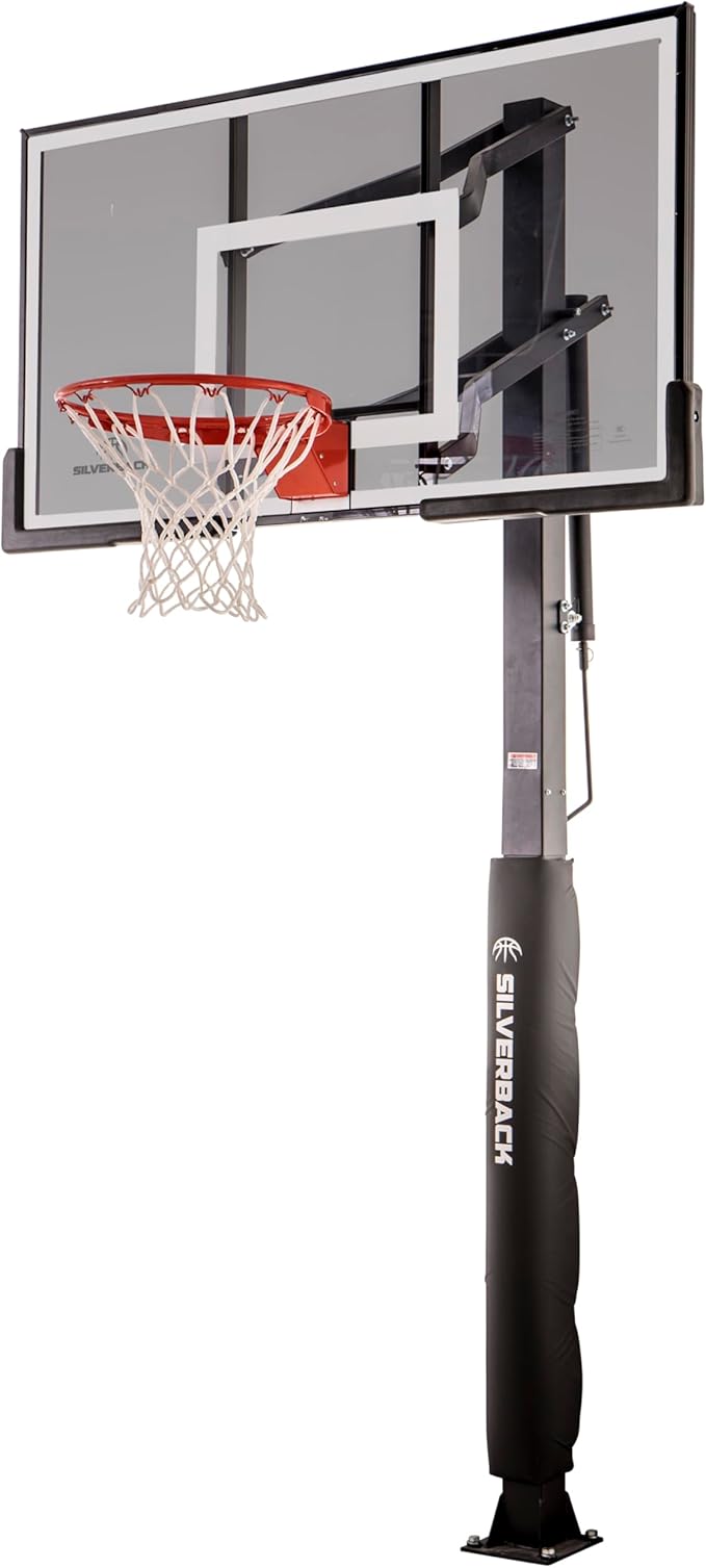 Silverback In-Ground Basketball Hoops, Adjustable Height Tempered Glass Backboard and Pro-Style Flex Rim. - Multiple Styles Available