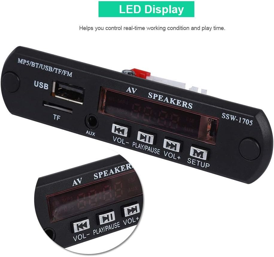 Zopsc MP5 Set-top Player Bluetooth SSD Stereowith LED/FM Radio/Remote Control, Support TF Card, AUX Input, USB Devices