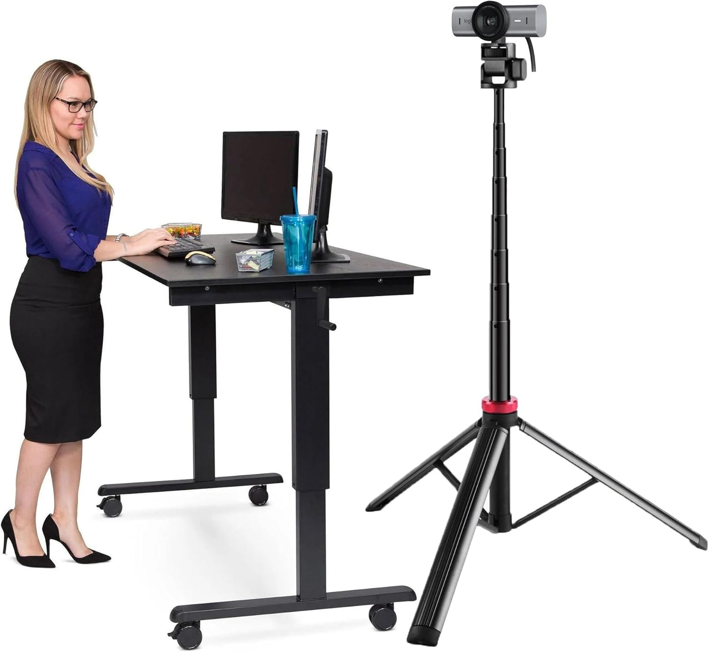 AceTaken 81'' C920/MX 4K/C922/C930/Brio 500/StreamCam 16 15 14 13/Samsung S24 S23 S22 Webcam Floor Tripod Stand Holder