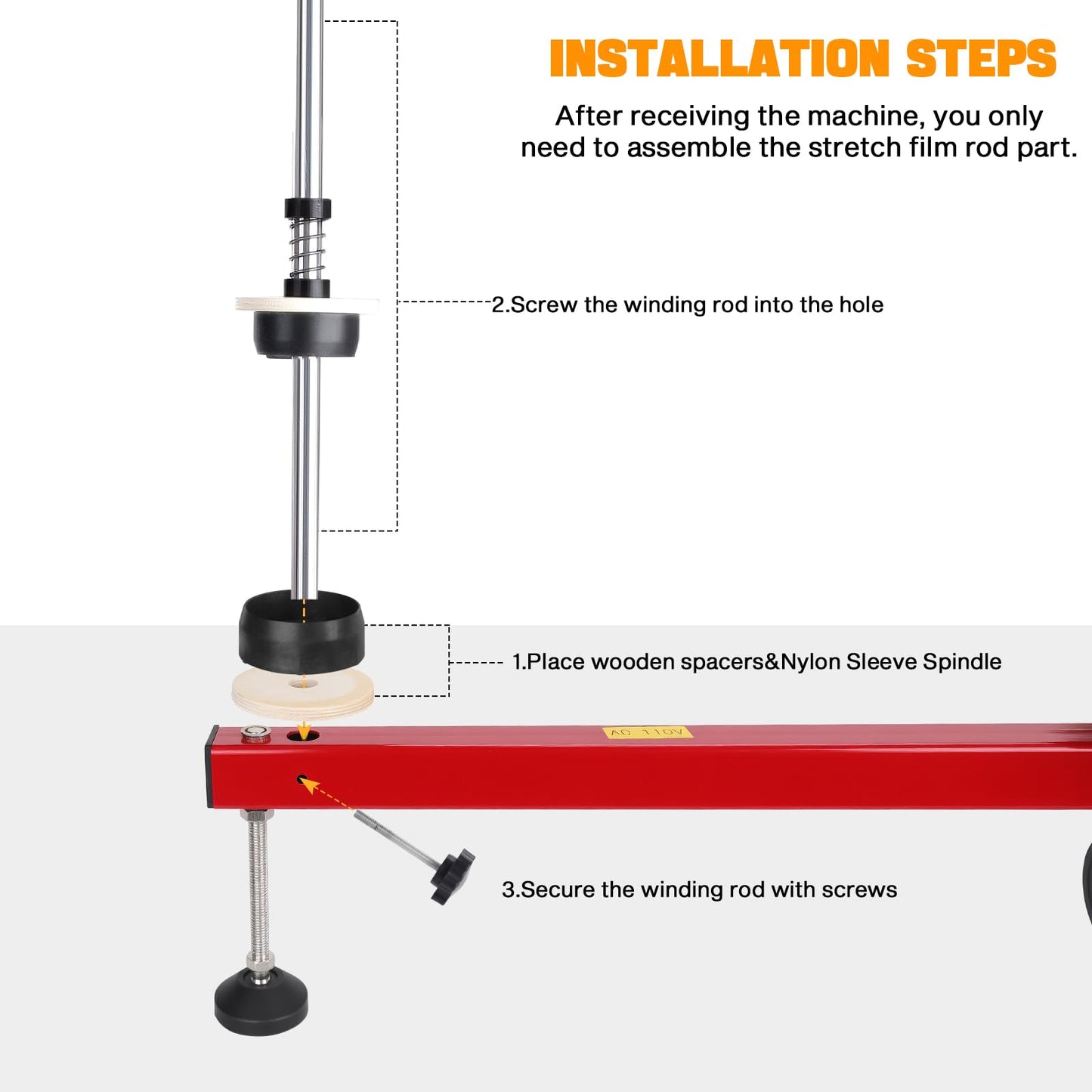 Helivivfy Electric Stretch Film Wrapping Machine, T-Shaped Design High-Efficiency Labor-Saving with 15.7in Auxiliary Turntable and Foot Pedal Switch