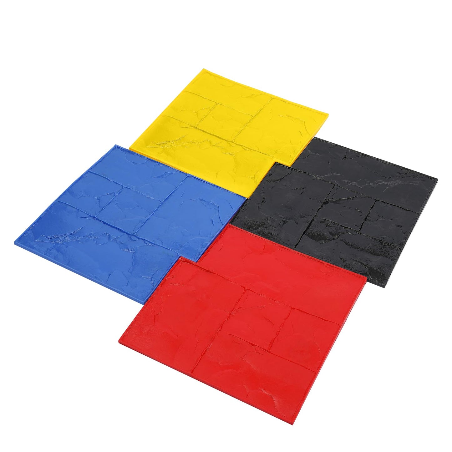 4 PCS Concrete Stamps, 24x24in Concrete Texturing Skin Mats Set with Practical Handles for Courtyard Paths, Driveways, Swimming Pool Platforms