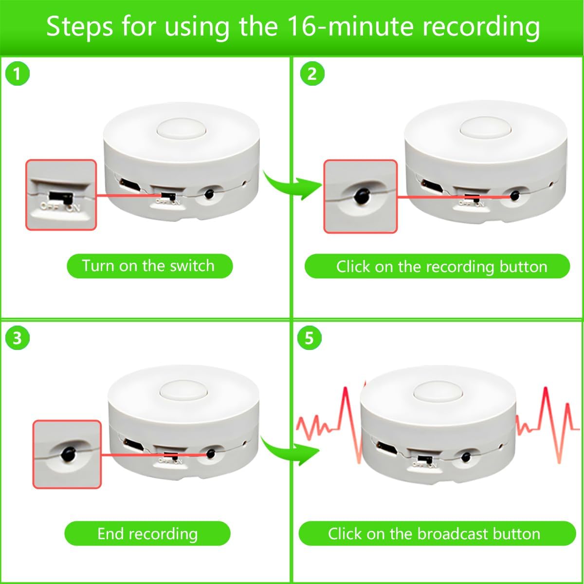 JRGKJCP 16 (2Pack Minutes Voice Recorder, Record Custom Message for Crafts, Stuffed Bear, Baby Doll, and Pillow +
