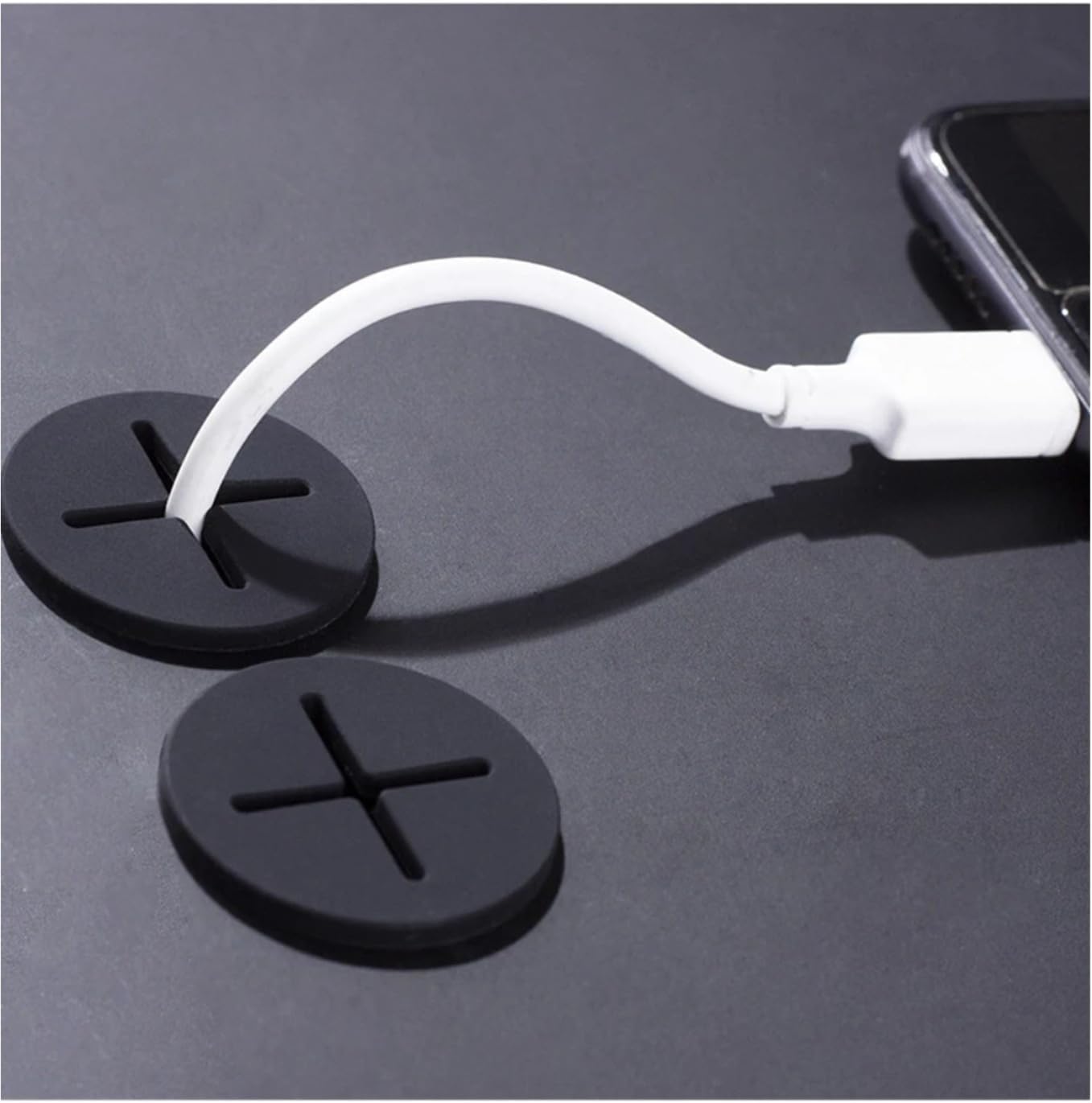 CHYLMAPHEN Grommet Grommets Organizer(White,6PCS_25MM) Round Cable Cord Table TV Console Hole Cover Wire Organizer
