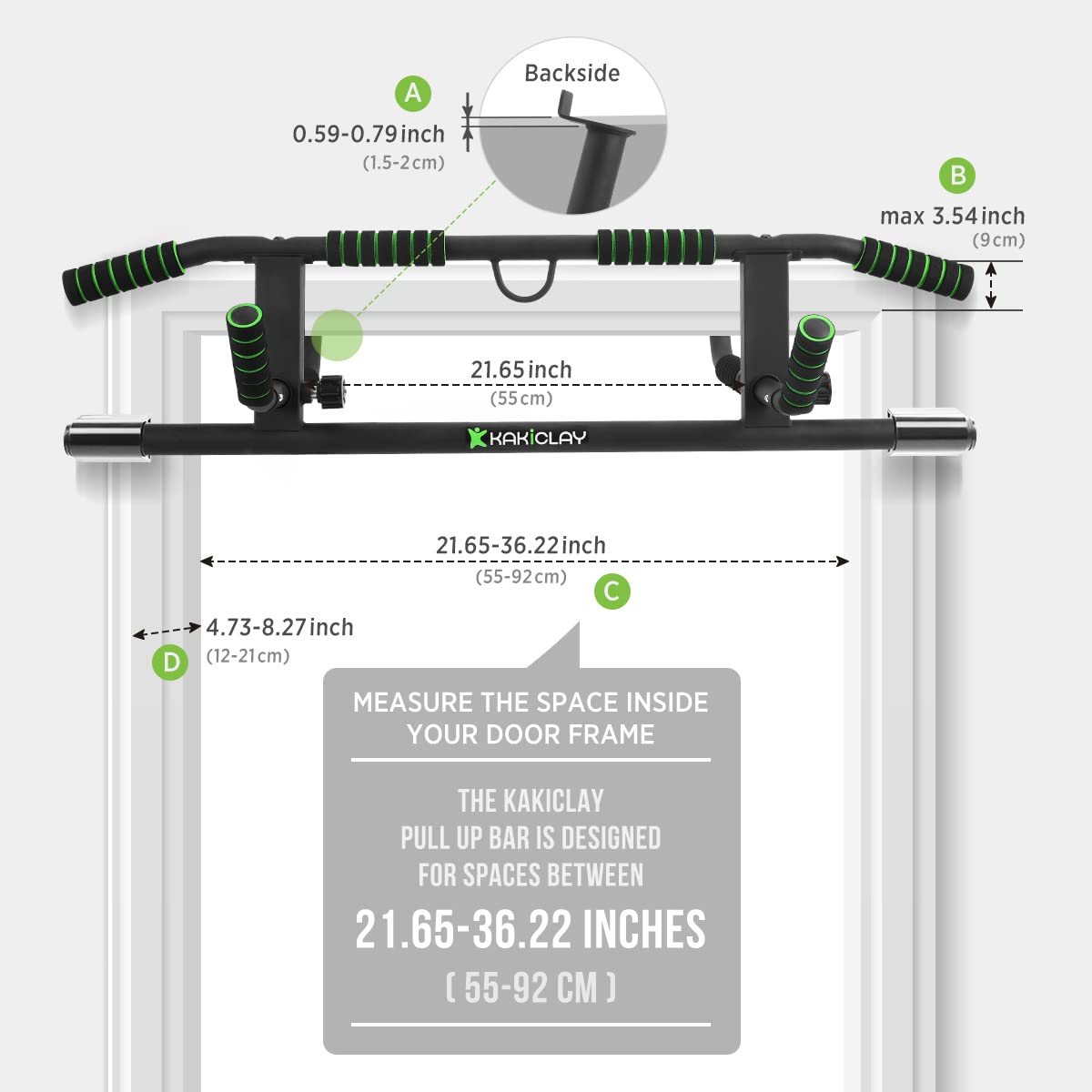 KAKICLAY 2026 Upgrade Multi-Grip Pull Up Bar with Smart Larger Hooks Technology - USA Original Patent, Designed, Shipped, Warranty