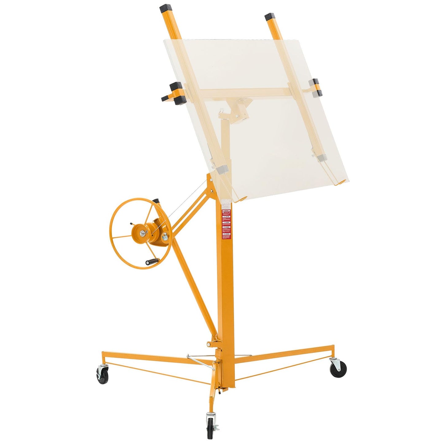 VEVOR 11ft Drywall Lift, Heavy-Duty 150 lbs Sheetrock Hoist with Adjustable Telescoping Arm, Lockable Wheels, Drywall Lifter Panel Jack Hoist Tools Ideal for Ceiling & Wall Installation (Yellow)