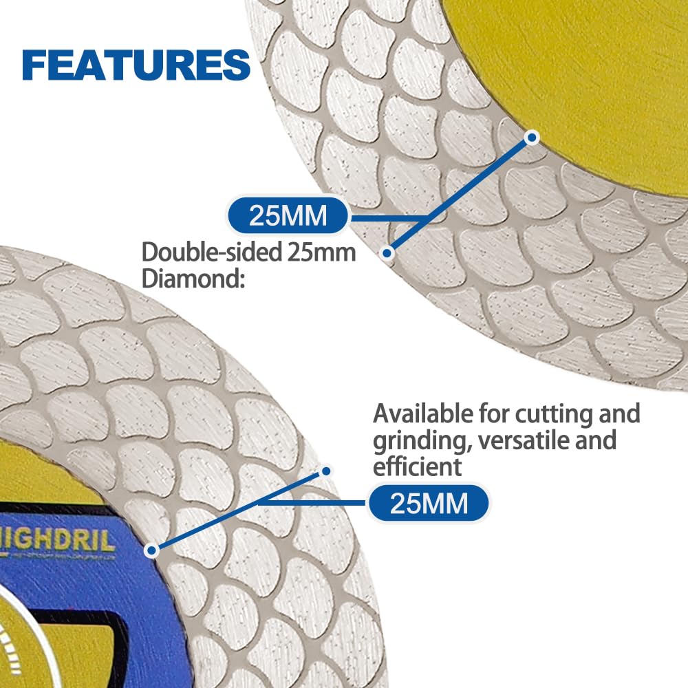 HIGHDRIL Diamond Drill Bits Kit with 5/8-11 and HIGHDRIL Diamond Tile Saw Blade - 4-1/2 Inch/115mm