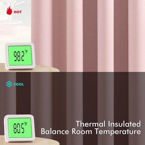 MIULEE Baby Pink Blackout Curtains - Thermal Insulated Room Darkening Drapes | 40 x 48 Inches, 2 Panels