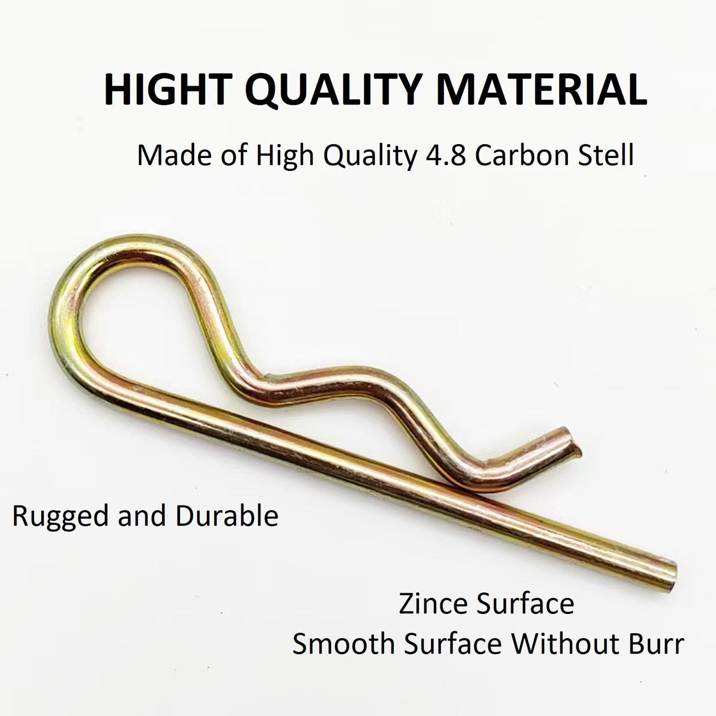 4Pcs Heavy Duty Hitch Pins Clip R Clips, Spring Retaining Wire Hair Pins ,Cotter Pin R Clip Strong Spring Tension Large for Trailer Tractors Mower Carts Truck Pin Clip Color Zinc M6x120mm