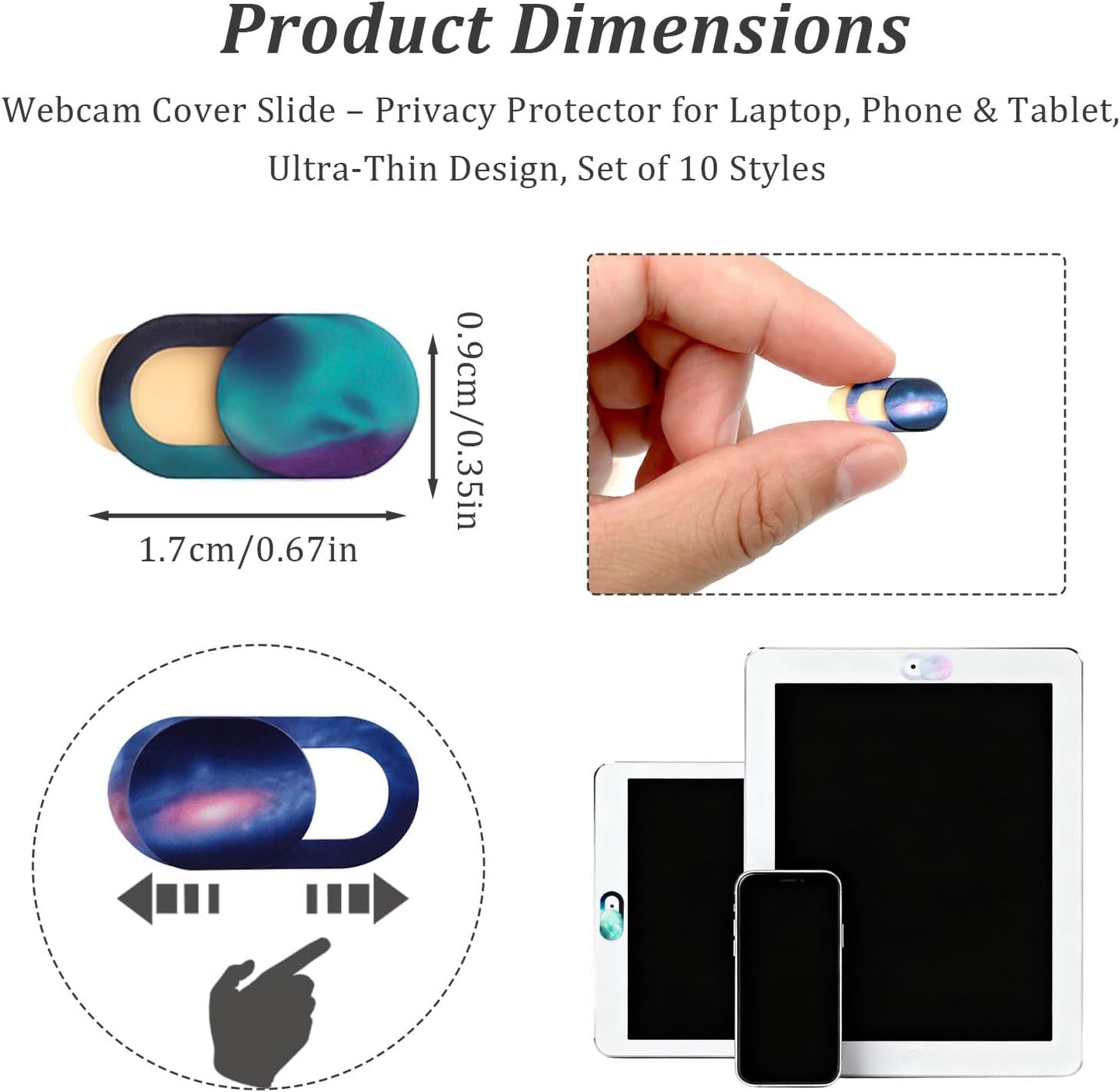 Brvlsoc (10-Pack) 0.7mm Camera Cover Slide Ultra-Thin Colorful Privacy Webcam Stickers for MacBook, iPad, Laptop