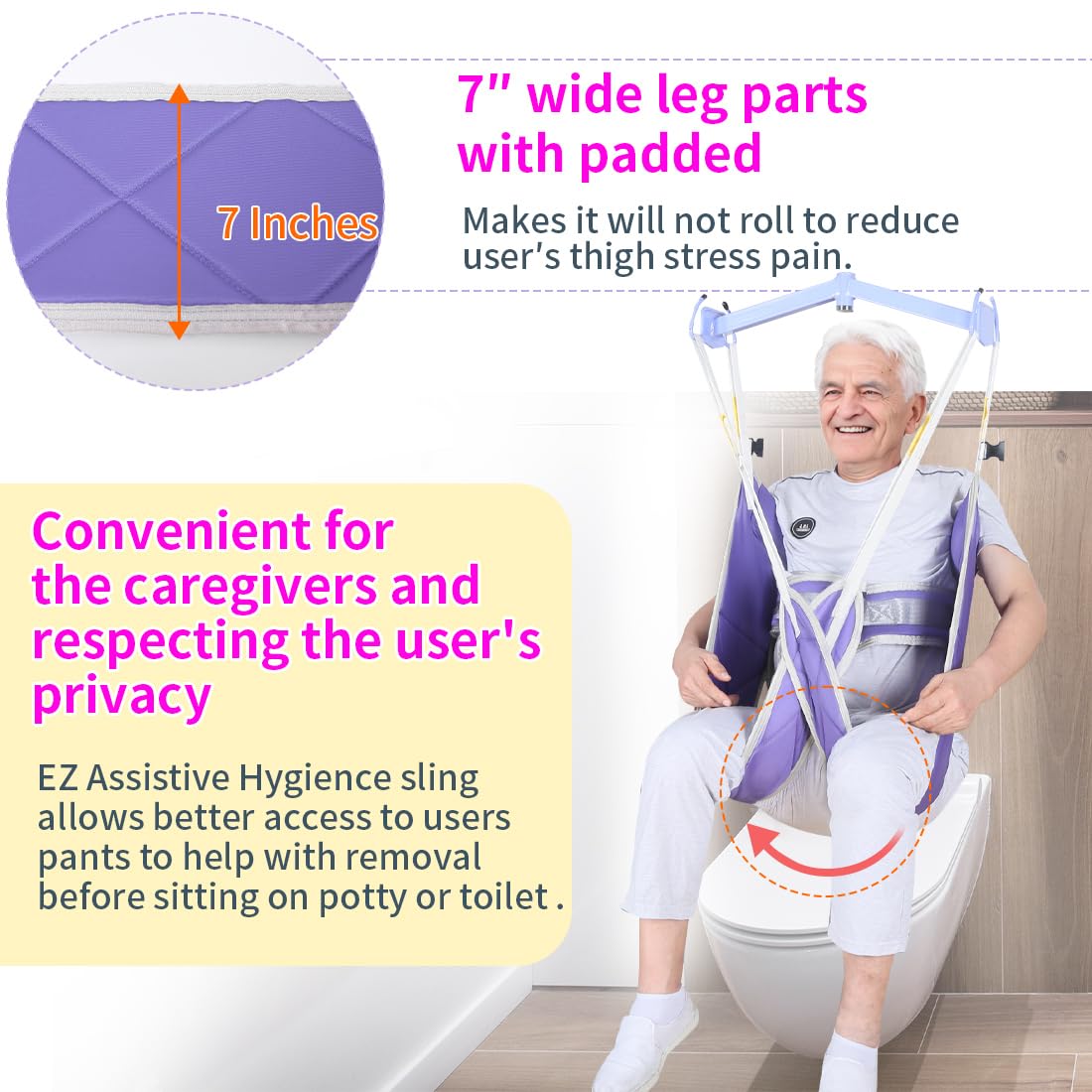 EZ Assistive Soft Foam Pad Transfer Lift Sling,Patient Lift Sling for Elderly/Disabled/Handicap Shower Bath or Toileting,1pc Laundry Bag (Large Without Head Support)