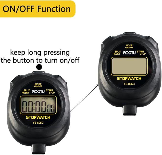 FCXJTU Simple Stopwatch Timer, Single Lap Stopwatch Countdown Timer, No Hourly Beep, On/Off, AAA Battery(Included), Large Display, Easy to Use, Ideal for Kids Sports Coaches Blue